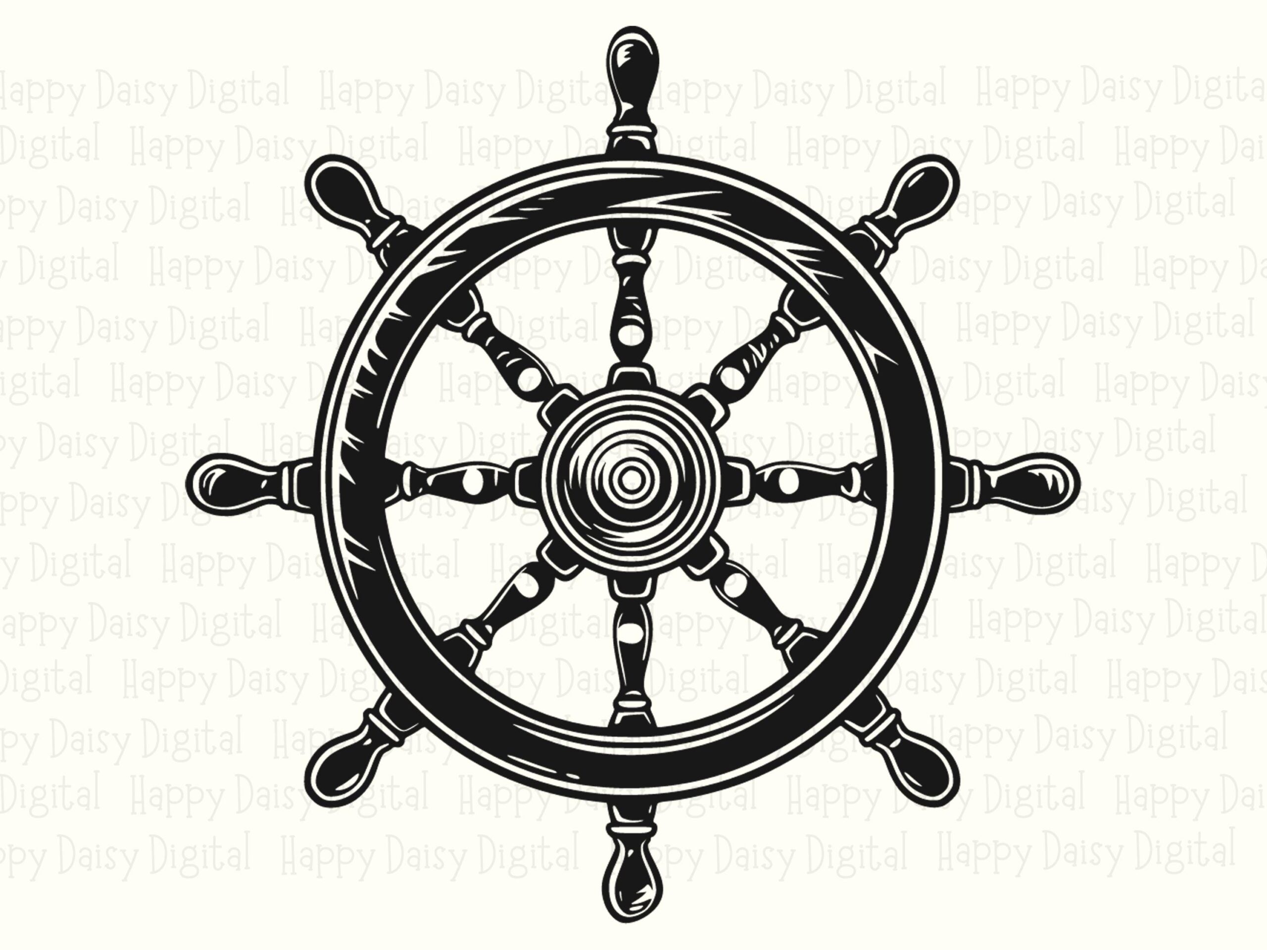 Ship Wheel SVG PNG Ship Wheel Design Nautical Illustration Sublimation Cricut Silhouette Canva Commercial Use POD - Image 2