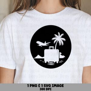 Travel Palm Icon SVG PNG Travel Icon Design Airplane Palm Sublimation Cricut Silhouette Canva Commercial Use POD