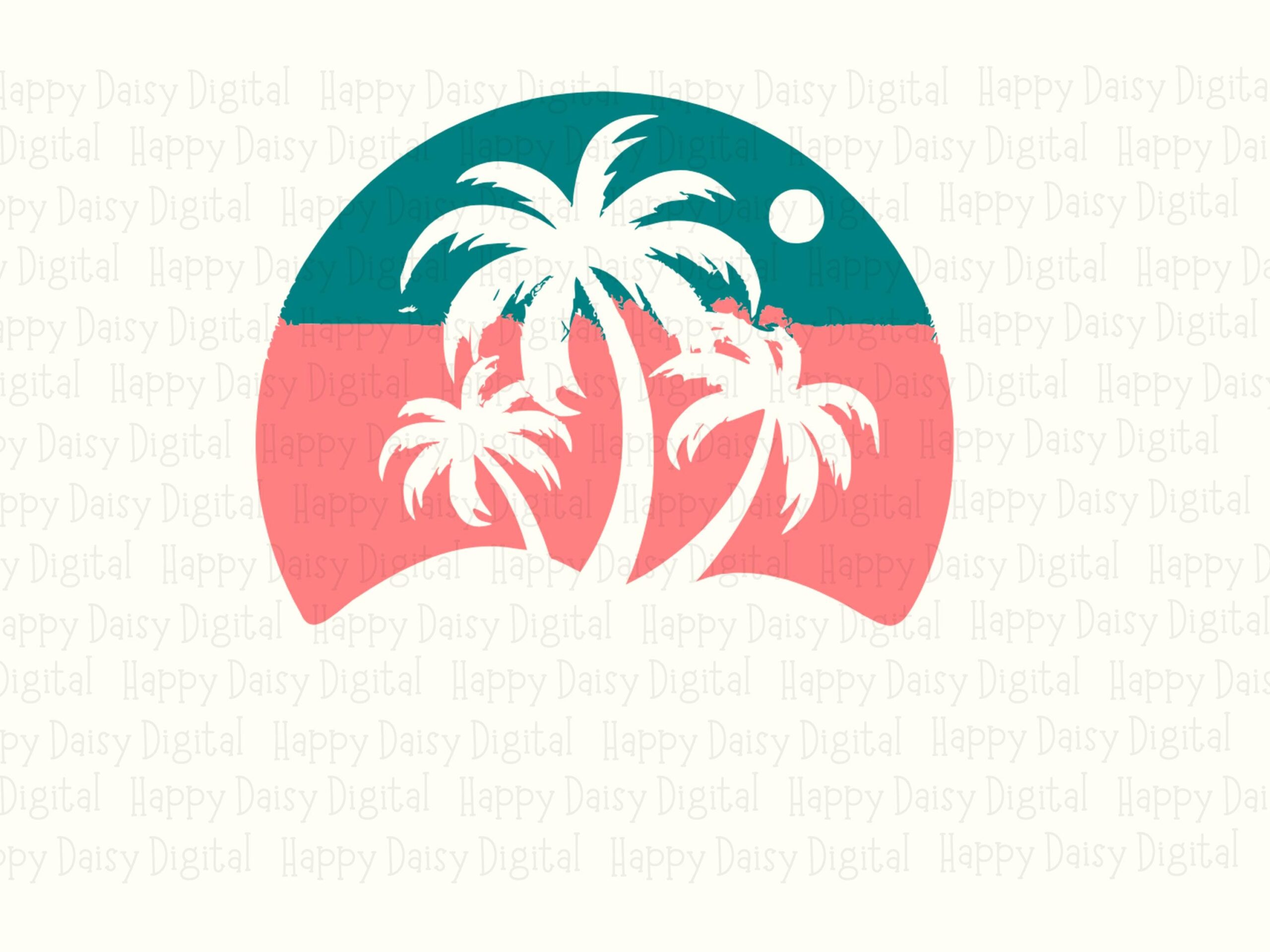 Sunset Palm Badge SVG PNG Sunset Badge Design Palm Silhouette Sublimation Cricut Silhouette Canva Commercial Use POD - Image 2