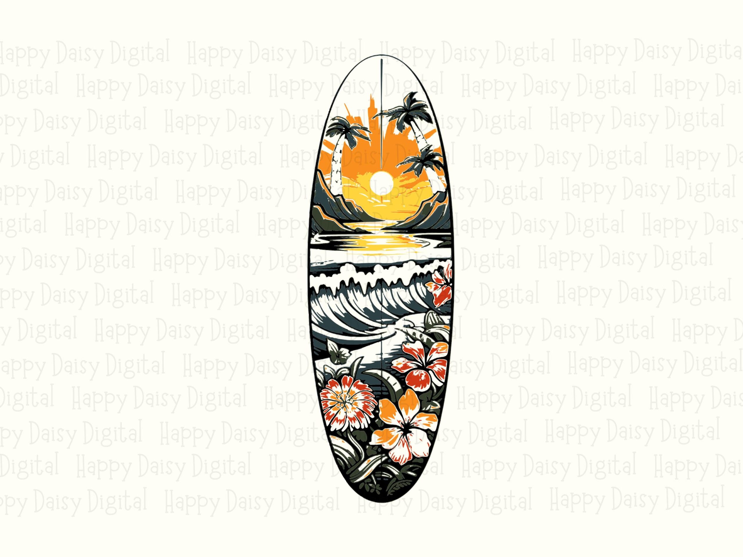 Surfboard And Palms SVG PNG Surfboard Design Palm Illustration Sublimation Cricut Silhouette Canva Commercial Use POD - Image 2