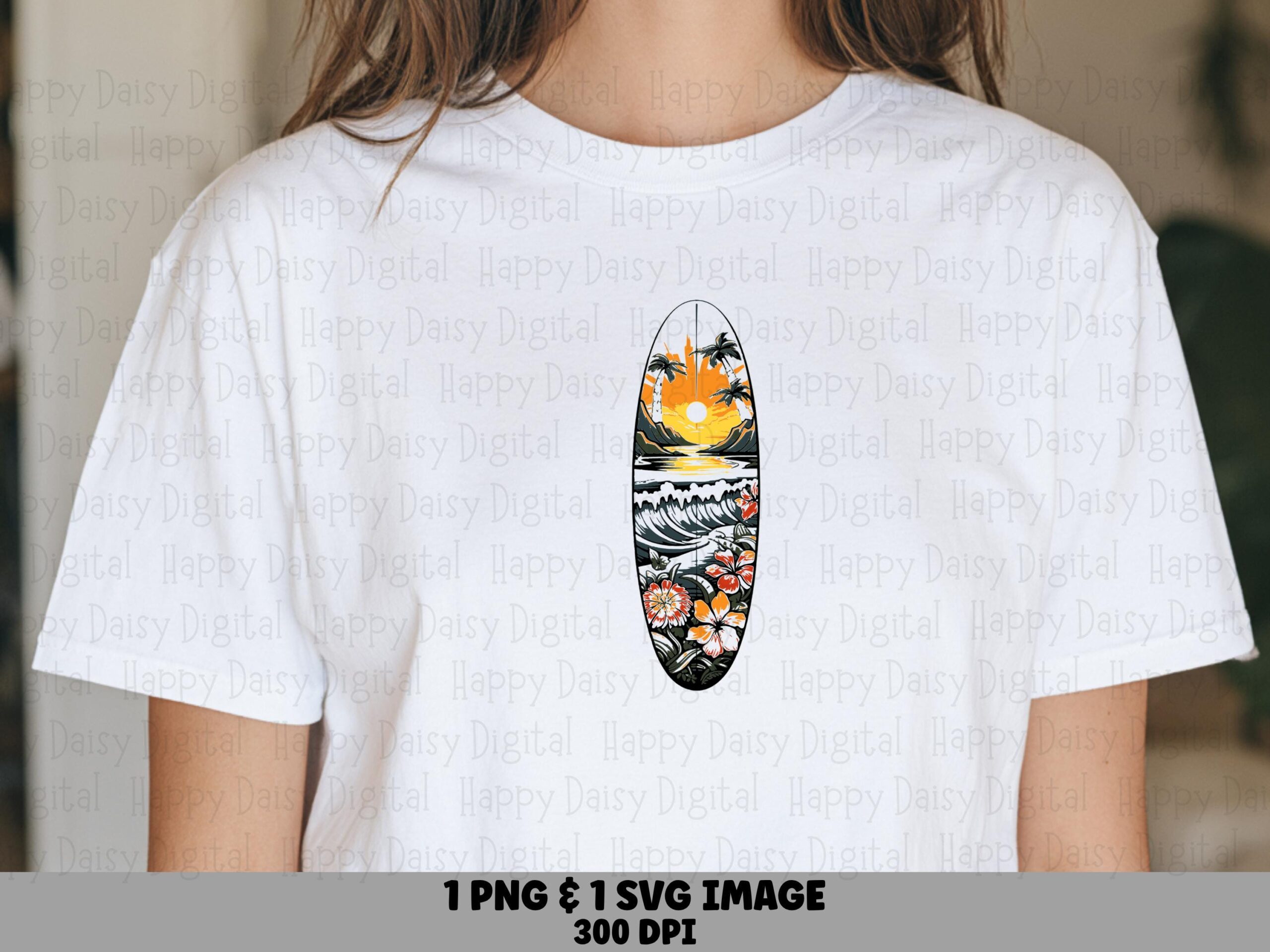 Surfboard And Palms SVG PNG Surfboard Design Palm Illustration Sublimation Cricut Silhouette Canva Commercial Use POD