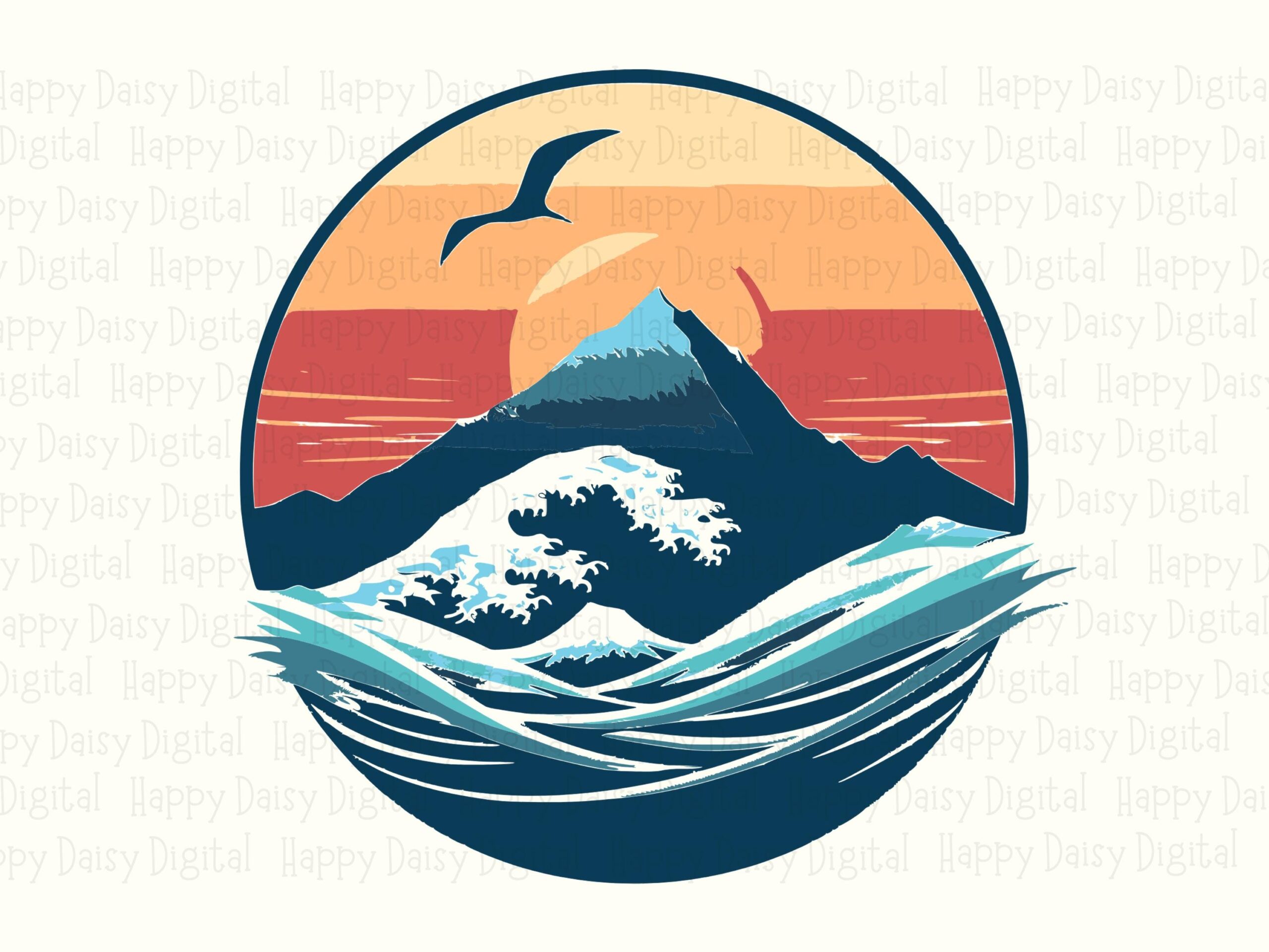 Colorful Wave Badge SVG PNG Wave Badge Design Sunset Colors Sublimation Cricut Silhouette Canva Commercial Use POD - Image 2