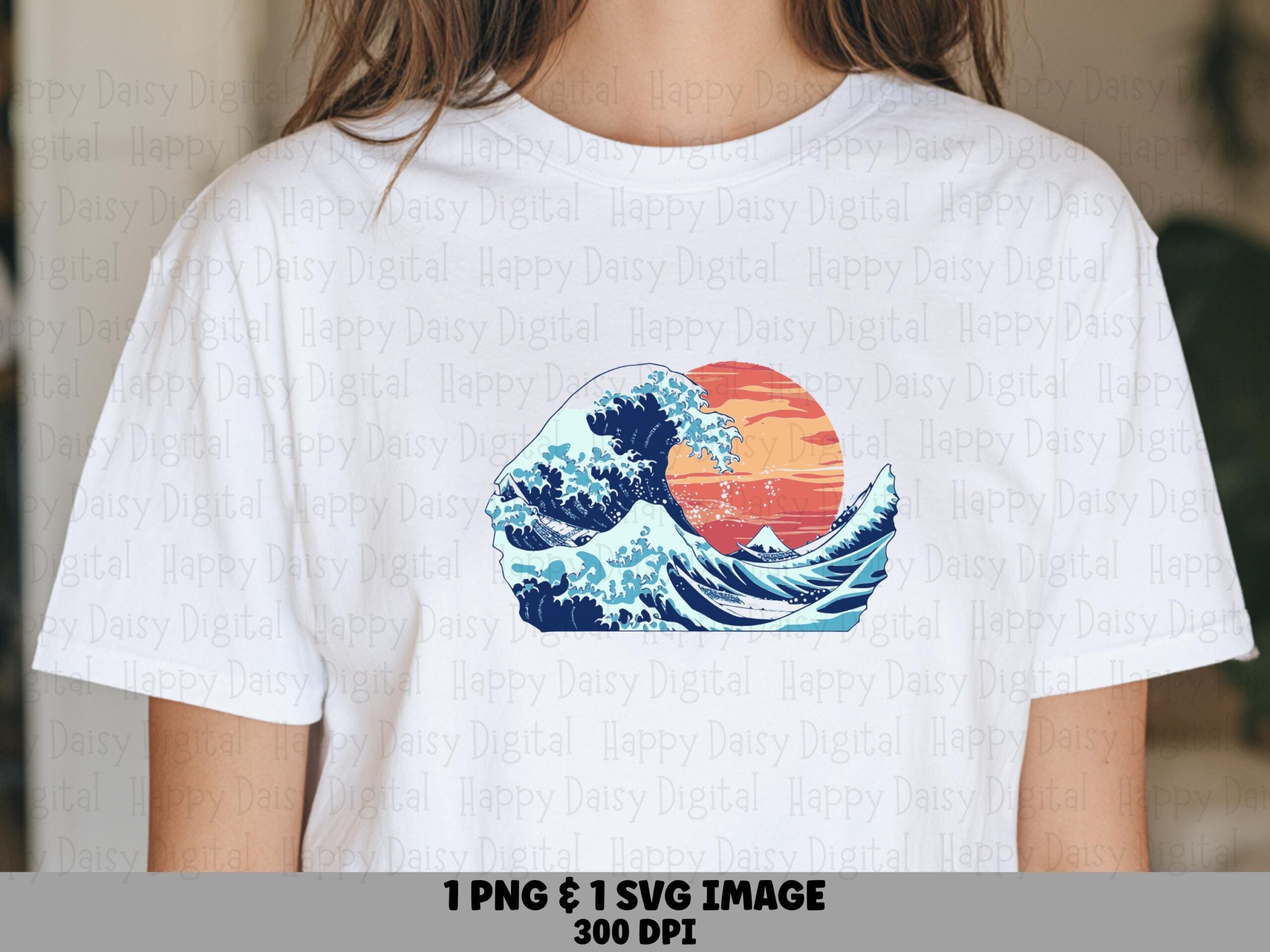 Great Wave Illustration SVG PNG Great Wave Design Colorful Wave Illustration Sublimation Cricut Silhouette Canva Commercial Use POD