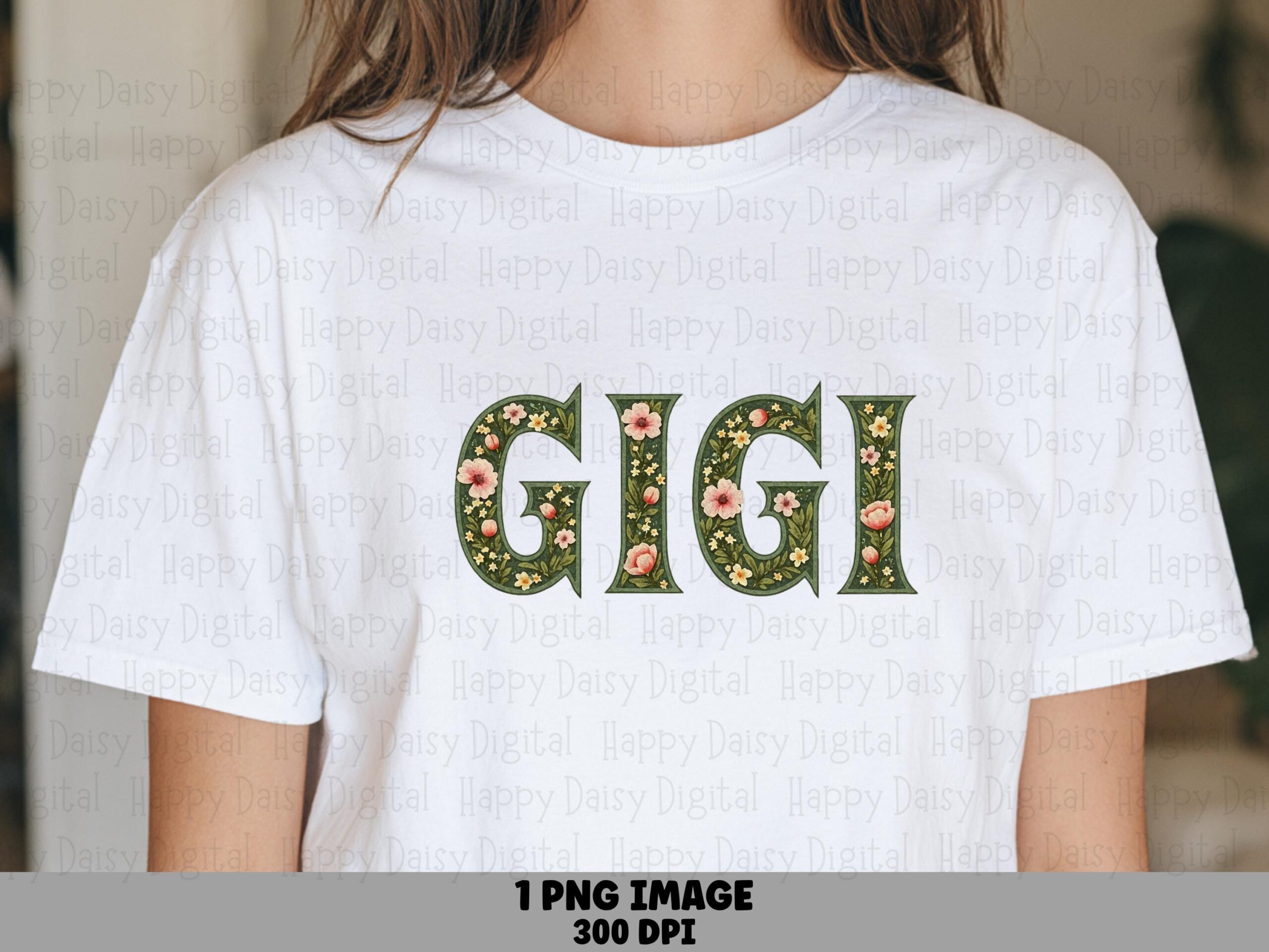 Gigi PNG Gigi Floral Design Bold Text Commercial Use POD