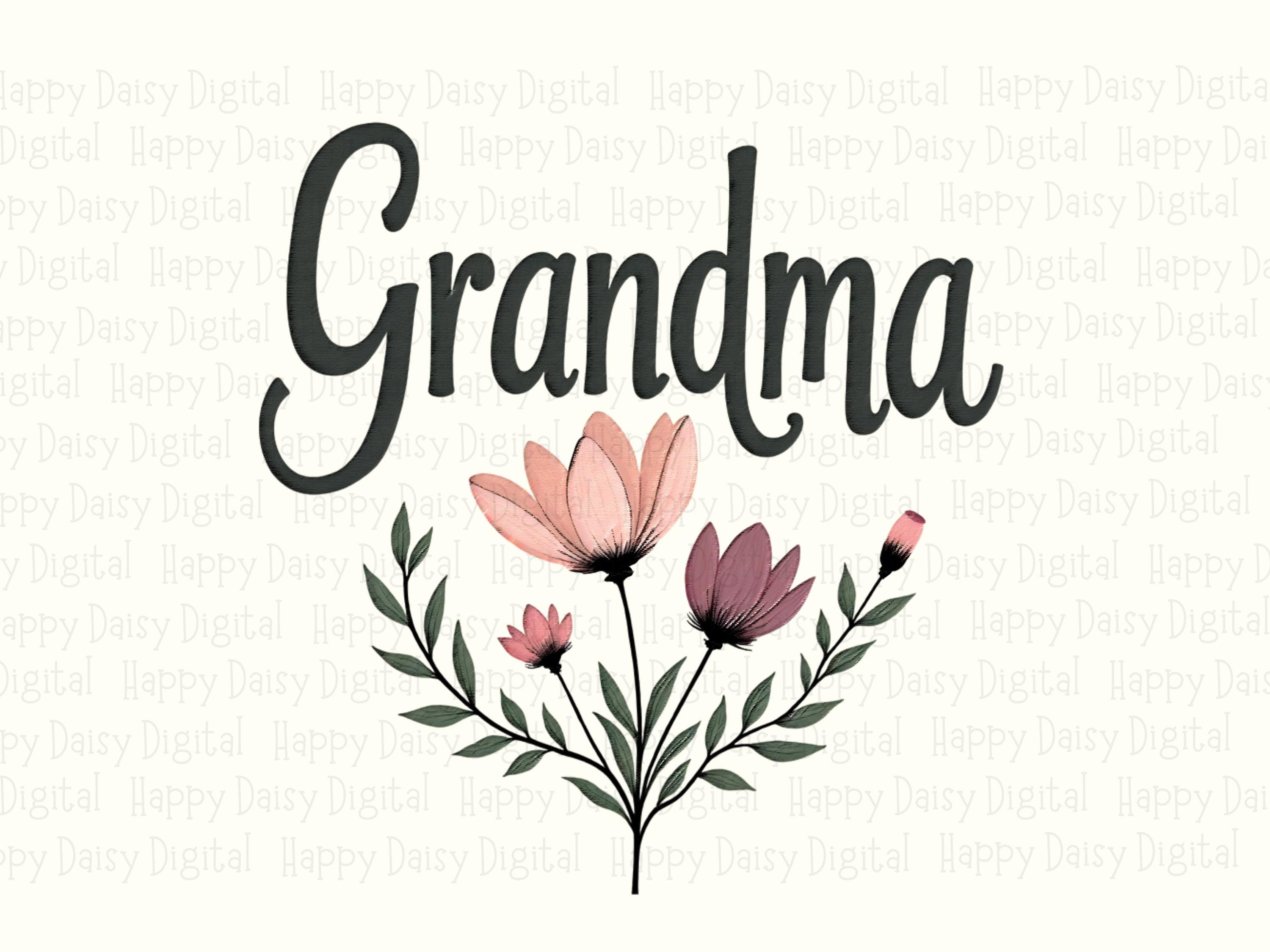 Grandma PNG Grandma Script Design Floral Accent Commercial Use POD - Image 2