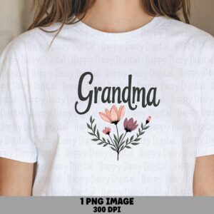 Grandma PNG Grandma Script Design Floral Accent Commercial Use POD