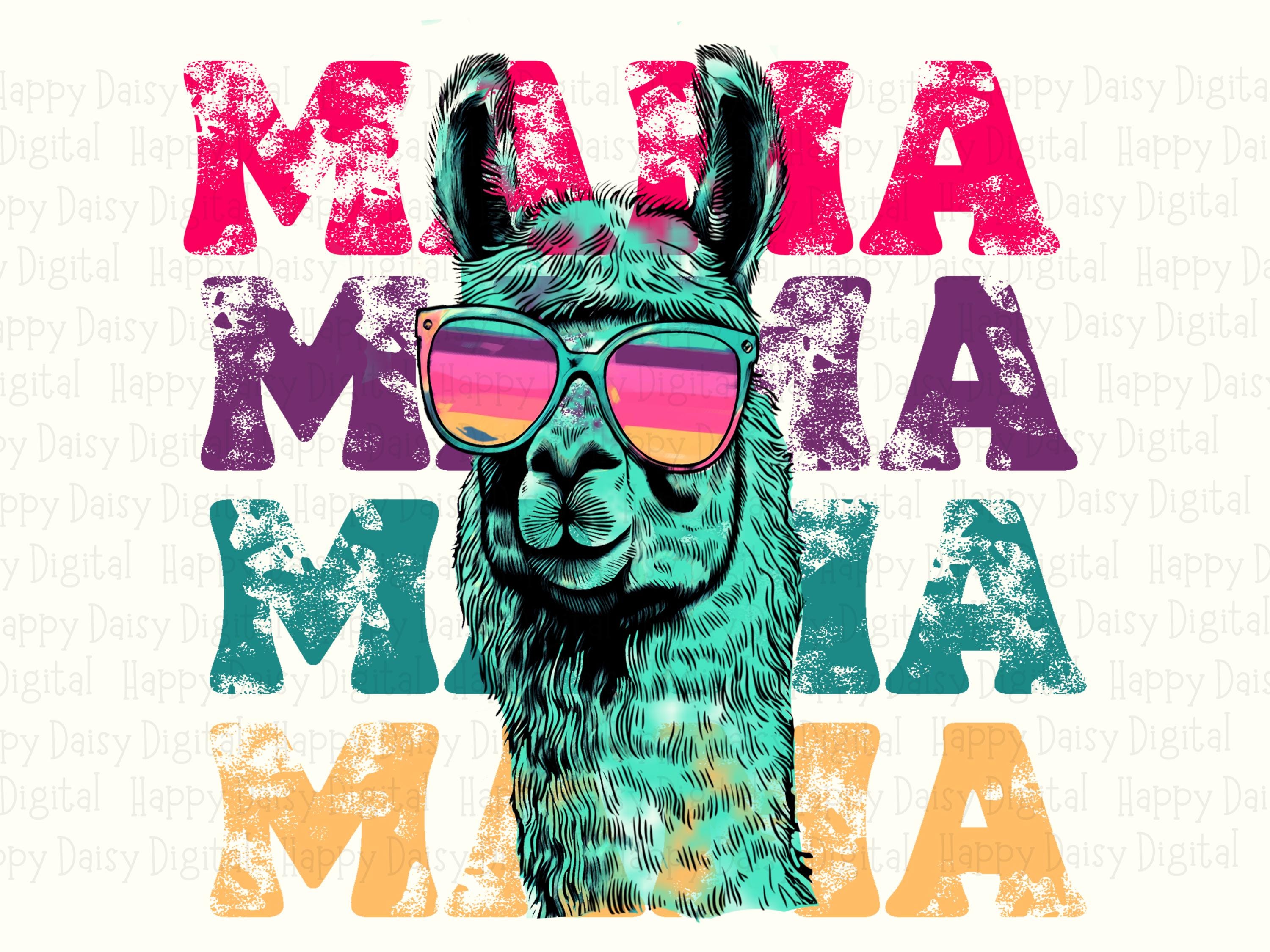 Mama PNG Mama Repeated Design Colorful Llama Graphic Commercial Use POD - Image 2