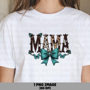 Mama PNG Mama Cheetah Design Butterfly Bow Accent Commercial Use POD