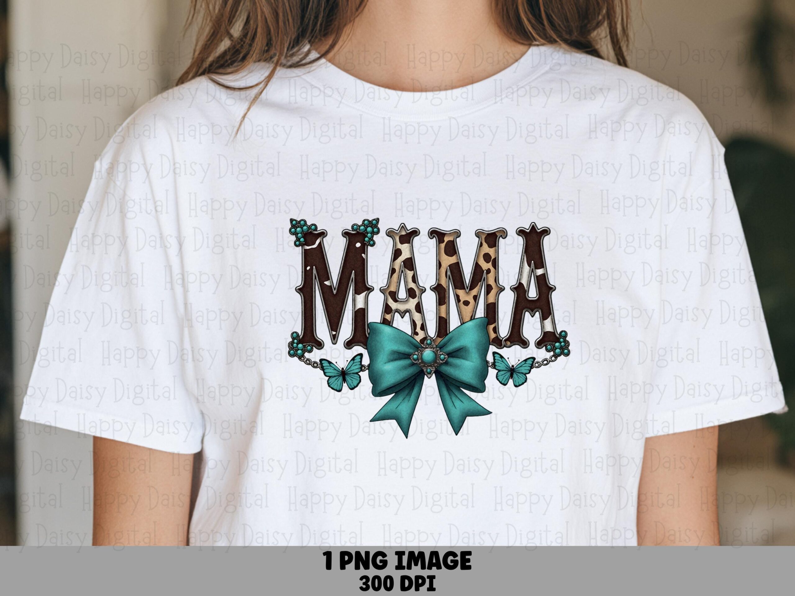 Mama PNG Mama Cheetah Design Butterfly Bow Accent Commercial Use POD