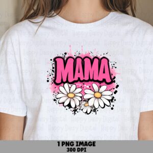 Mama PNG Mama Daisy Design Pink Floral Text Commercial Use POD