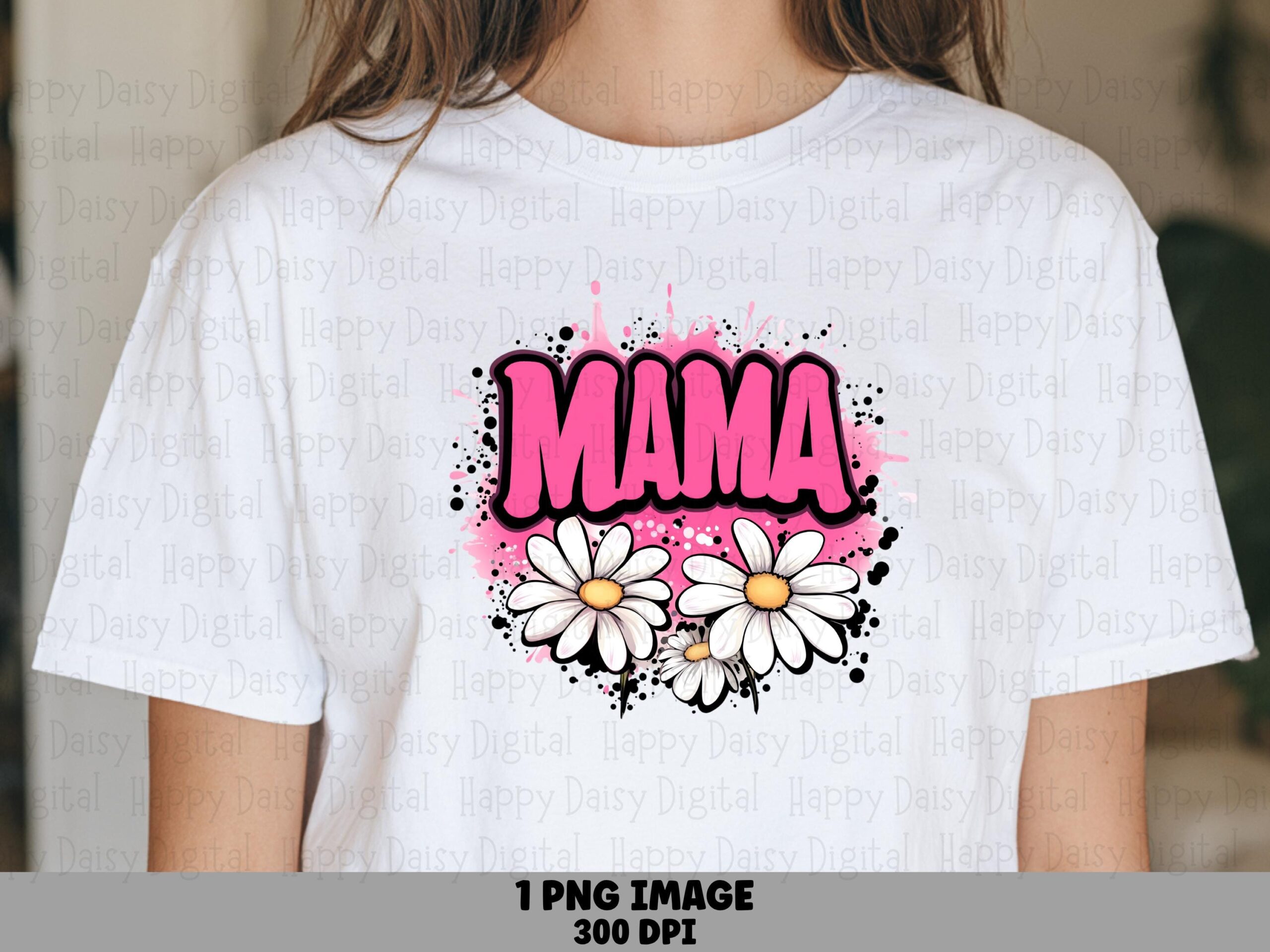 Mama PNG Mama Daisy Design Pink Floral Text Commercial Use POD