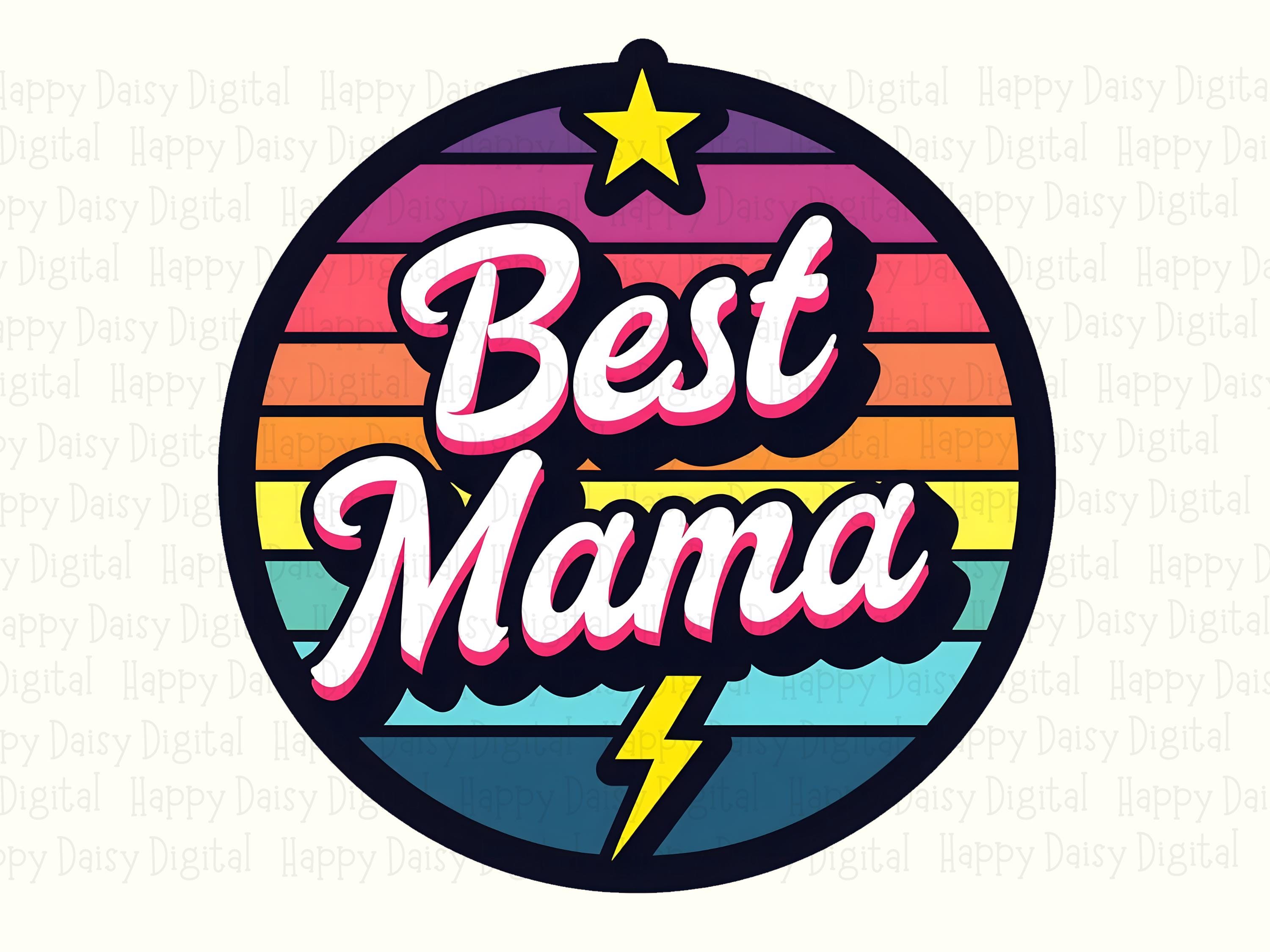 Best Mama PNG Best Mama Badge Retro Sunburst Design Commercial Use POD - Image 2