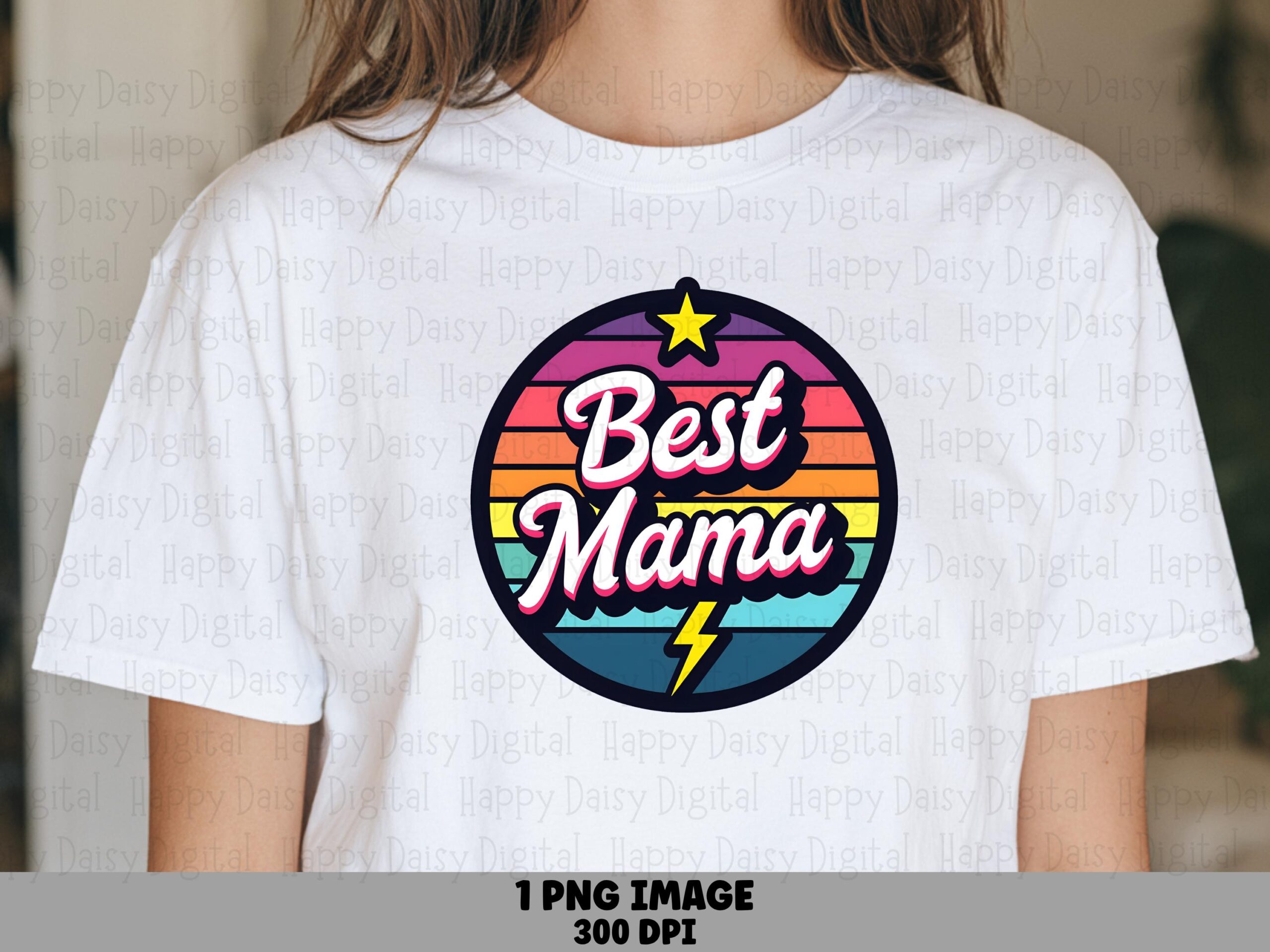 Best Mama PNG Best Mama Badge Retro Sunburst Design Commercial Use POD