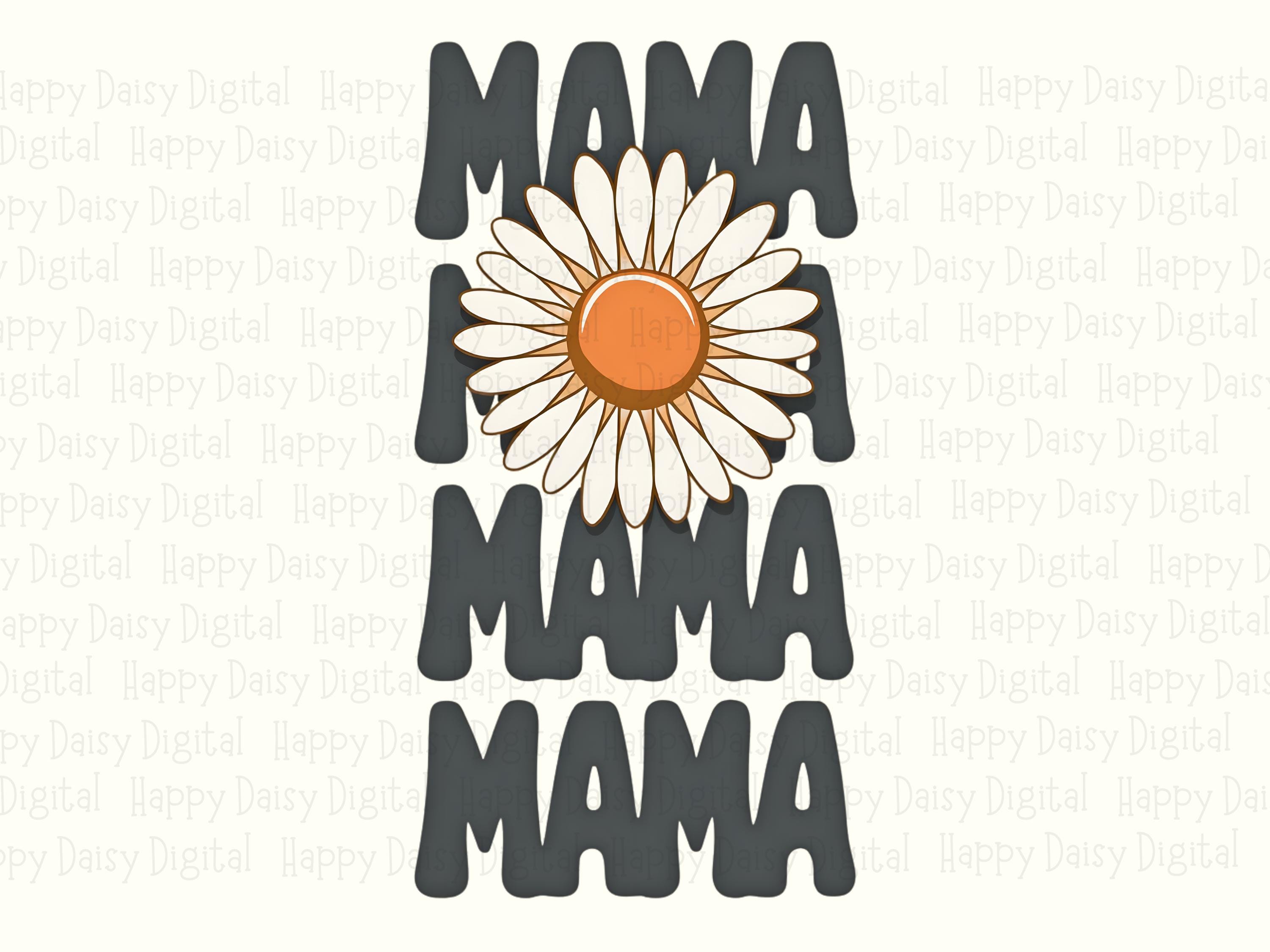 Mama SVG PNG Mama Daisy Design Repeated Text Pattern Cricut Silhouette Canva Commercial Use POD - Image 2