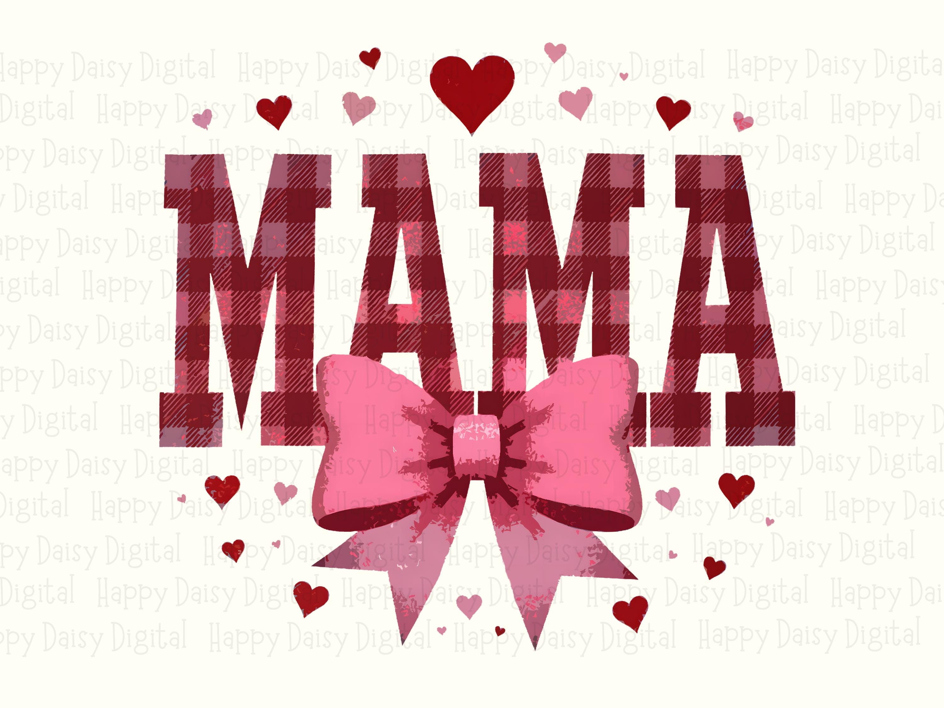 Mama SVG PNG Mama Plaid Design Heart And Bow Accents Cricut Silhouette Canva Commercial Use POD - Image 2