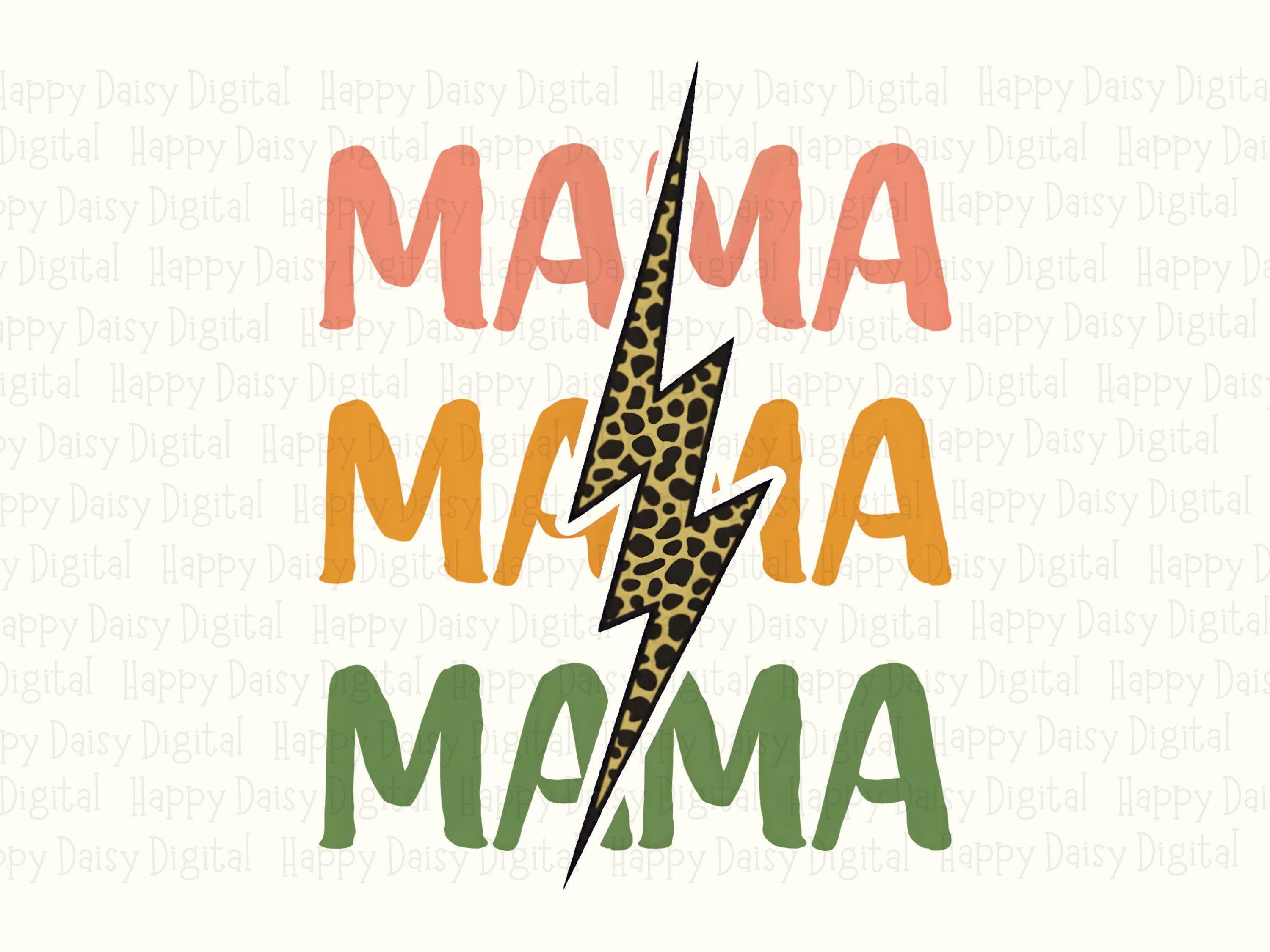 Mama SVG PNG Mama Lightning Design Colorful Repeated Text Cricut Silhouette Canva Commercial Use POD - Image 2