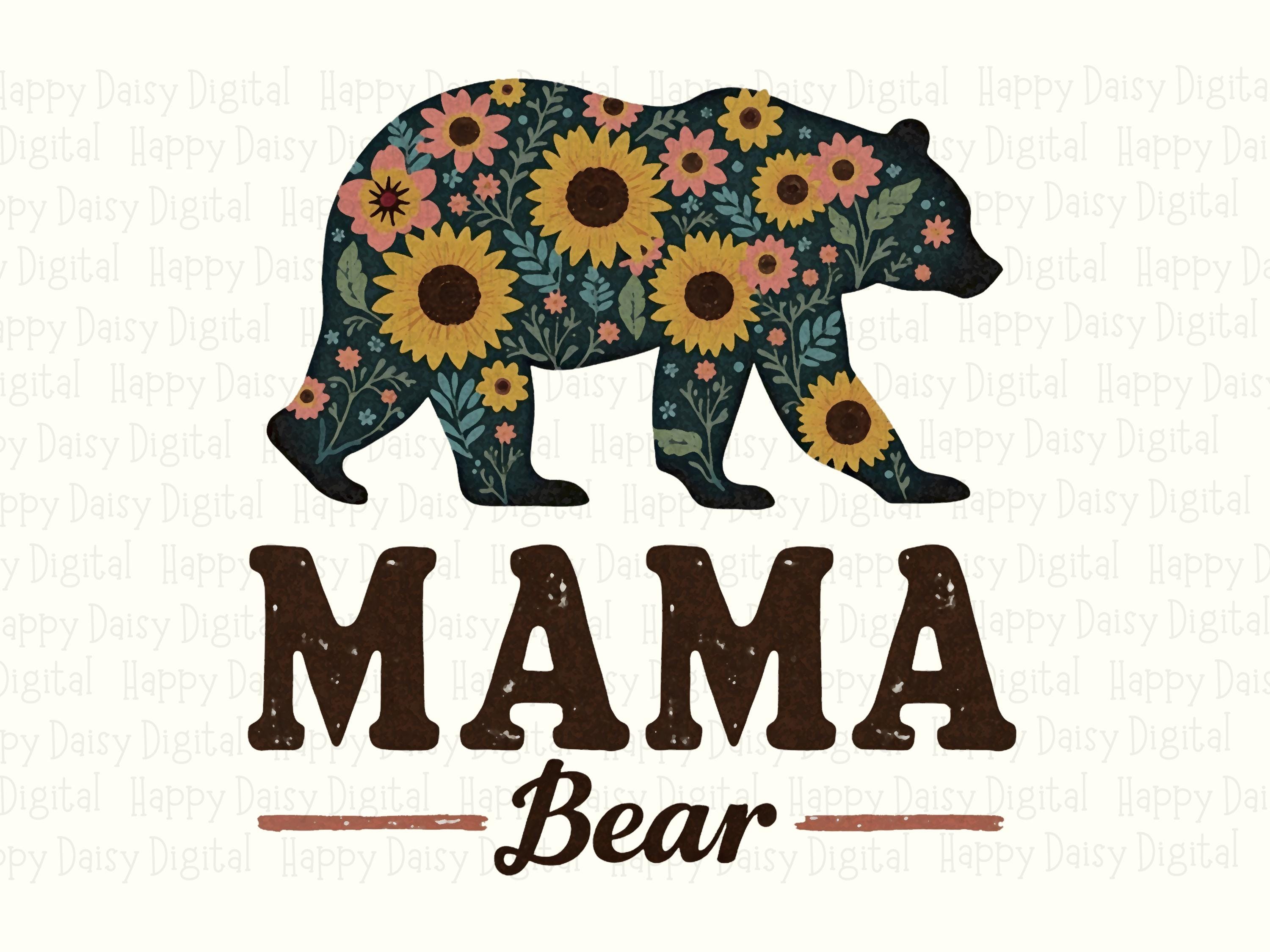 Mama Bear SVG PNG Mama Bear Design Floral Bear Silhouette Cricut Silhouette Canva Commercial Use POD - Image 2