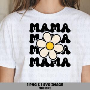 Mama SVG PNG Mama Heart Design Dotted Border Accent Cricut Silhouette Canva Commercial Use POD
