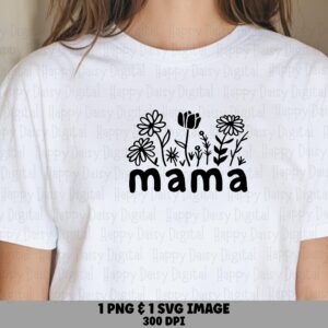 Mama SVG PNG Mama Floral Script Delicate Script Text Cricut Silhouette Canva Commercial Use POD