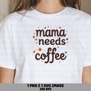 Mama Needs Coffee SVG PNG Mama Needs Coffee Small Coffee Icon Accent Cricut Silhouette Canva Commercial Use POD
