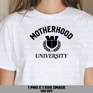 Motherhood University SVG PNG Motherhood University Design Crest Icon Design Cricut Silhouette Canva Commercial Use POD