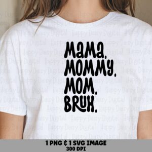 Mama Mommy Mom Bruh SVG PNG Mama Mommy Mom Bruh Text Simple Text Design Cricut Silhouette Canva Commercial Use POD