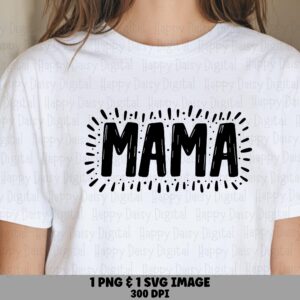 Mama SVG PNG Mama Dotted Hearts Design Dotted Border Accent Cricut Silhouette Canva Commercial Use POD