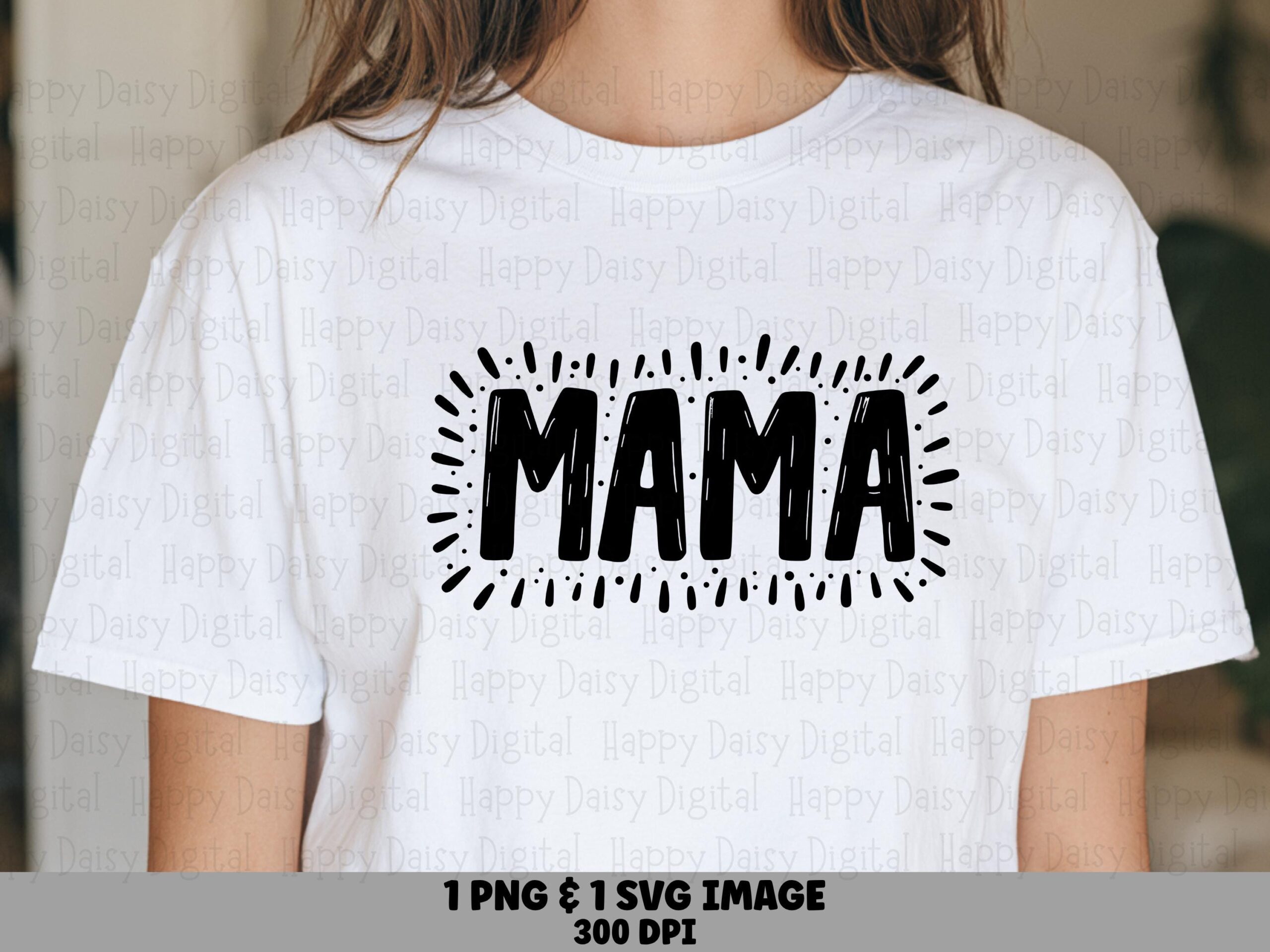 Mama SVG PNG Mama Dotted Hearts Design Dotted Border Accent Cricut Silhouette Canva Commercial Use POD