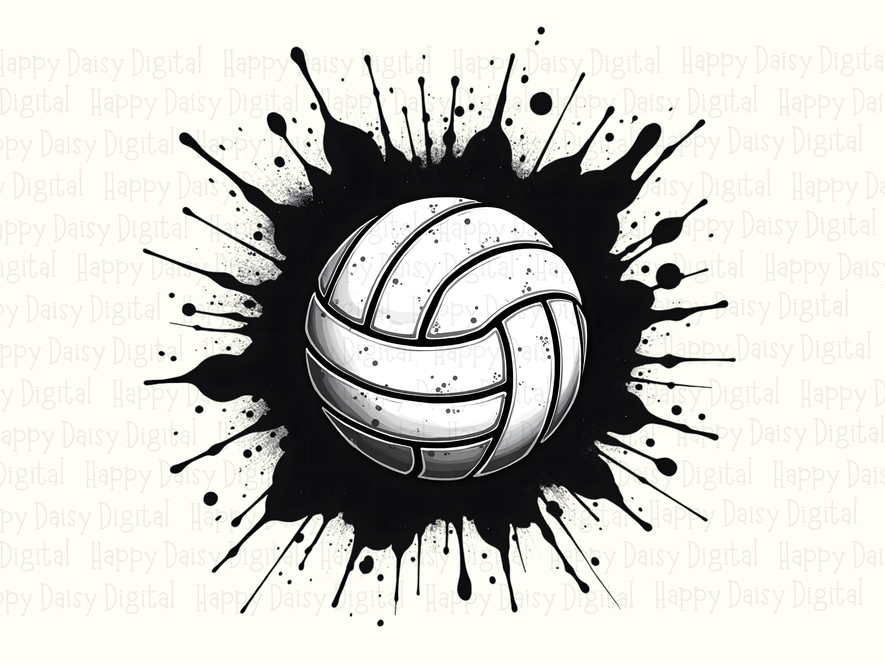 Volleyball PNG Volleyball Splatter Design Paint Effect Illustration Commercial Use POD - Image 2