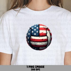 Volleyball PNG American Flag Volleyball Patriotic Design Commercial Use POD