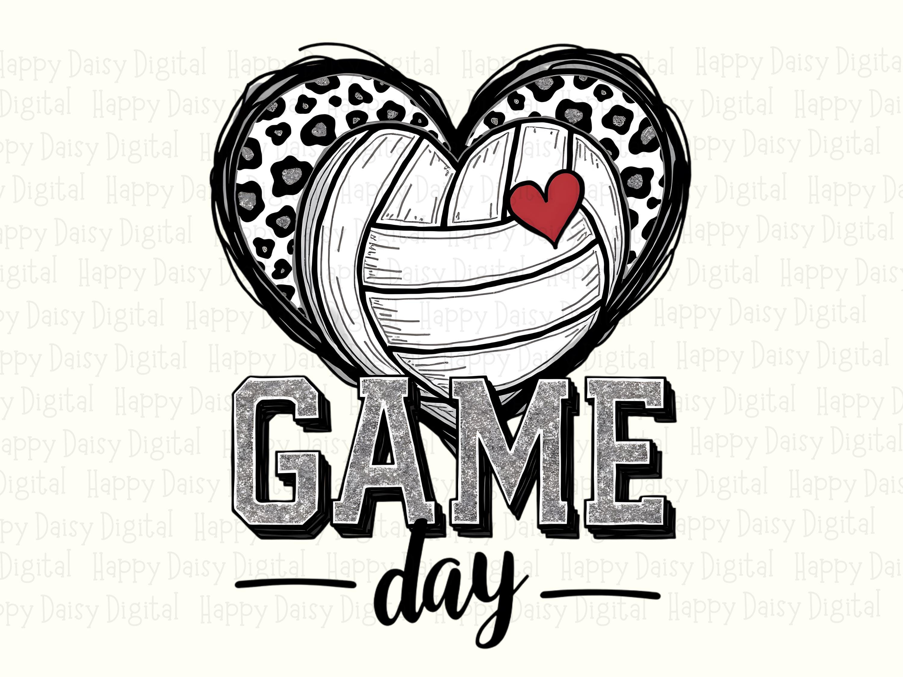 Game Day PNG Game Day Heart Design Patterned Volleyball Icon Commercial Use POD - Image 2