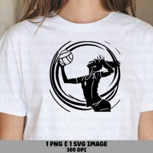 Volleyball Player SVG PNG Volleyball Player Silhouette Action Pose Illustration Cricut Silhouette Canva Commercial Use POD