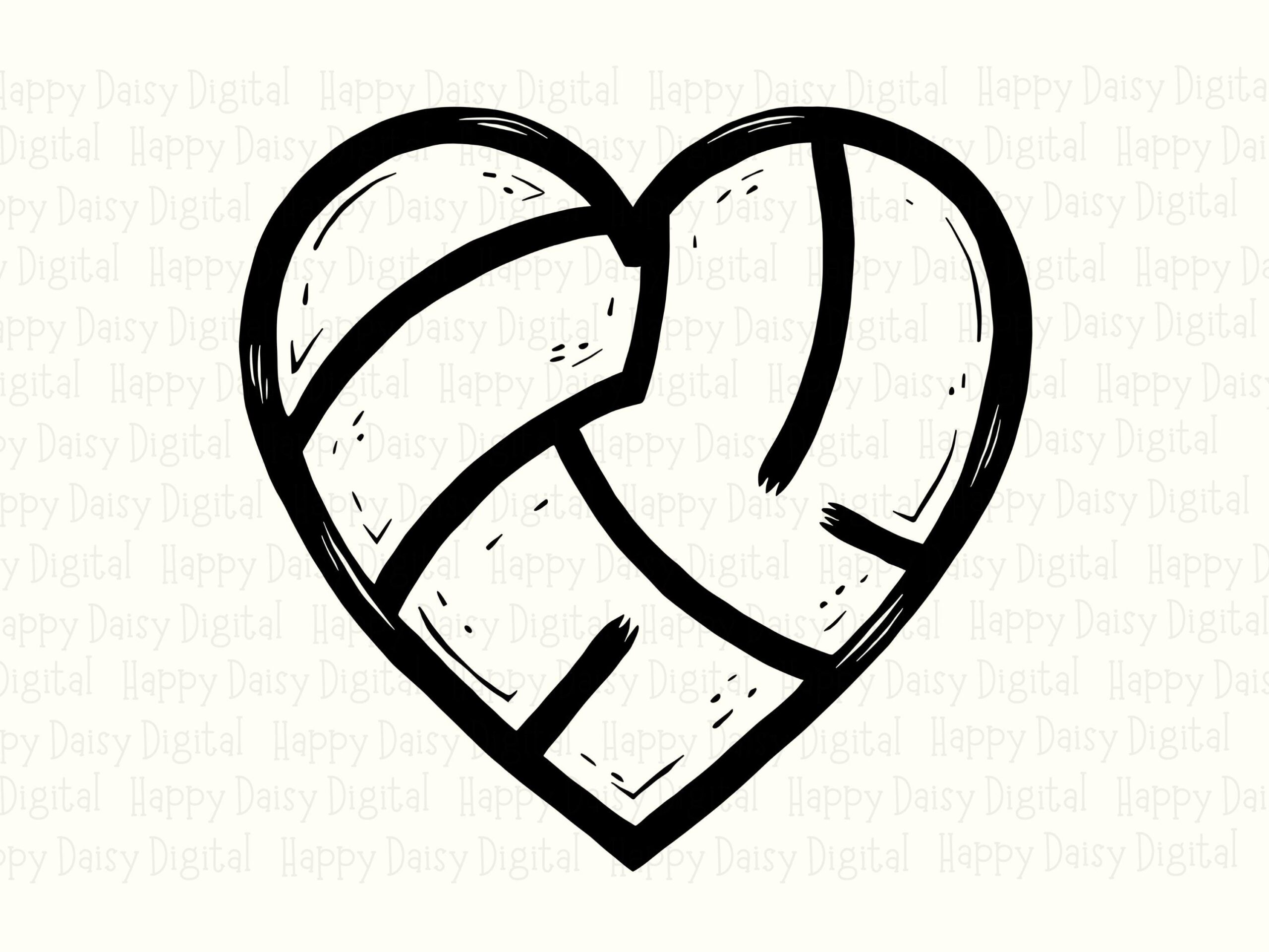 Volleyball Heart SVG PNG Volleyball Heart Design Heart Shape Illustration Cricut Silhouette Canva Commercial Use POD - Image 2