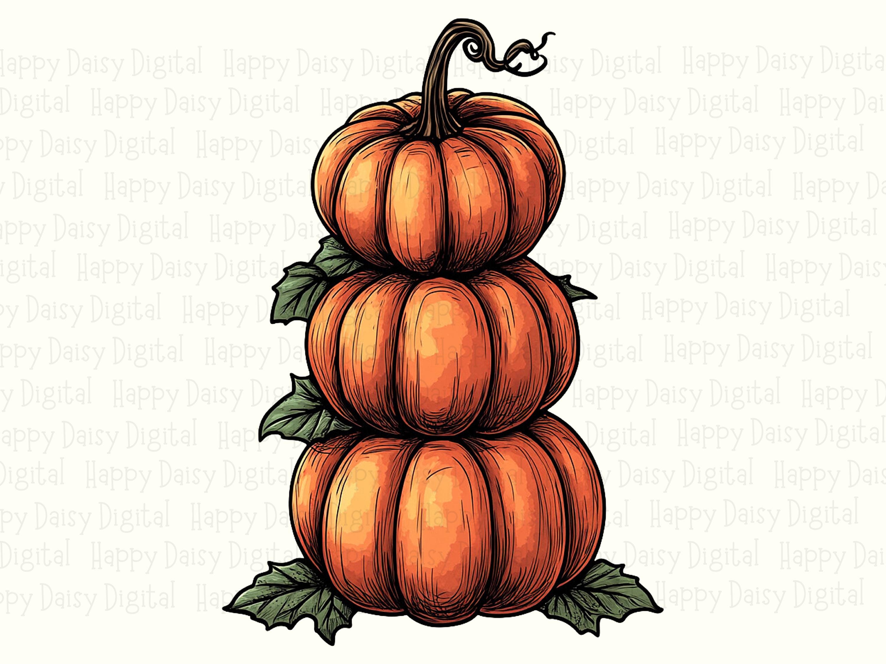 Stacked Pumpkins PNG Stacked Pumpkins Design Watercolor Illustration Sublimation Design Commercial Use POD - Image 2