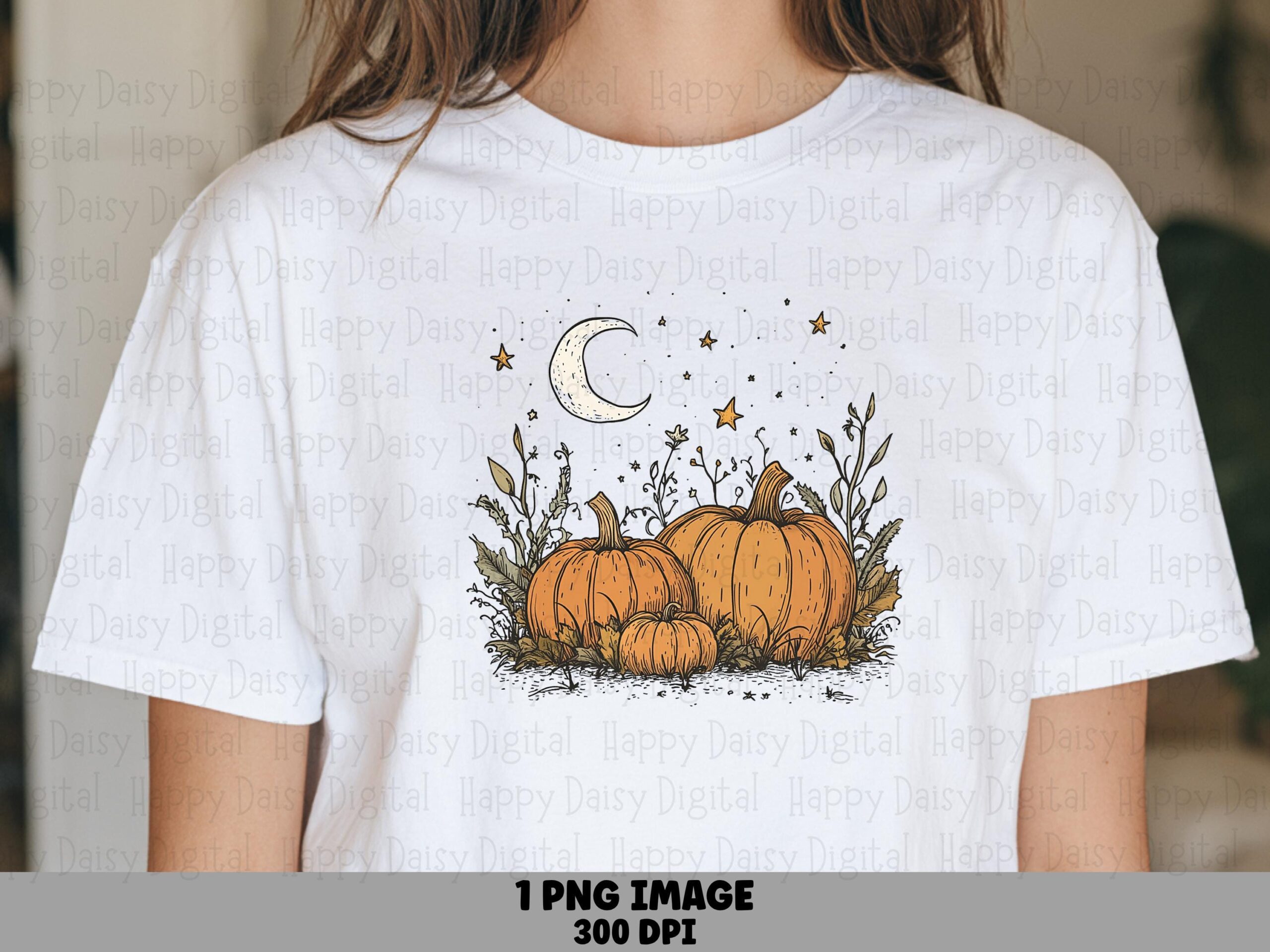 Moonlit Pumpkin Patch PNG Moonlit Pumpkin Patch Nighttime Scene Sublimation Design Commercial Use POD