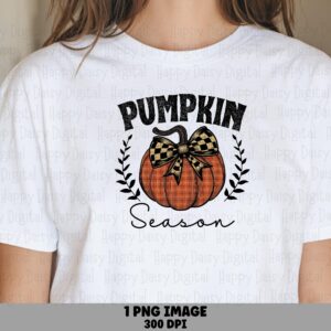 Pumpkin Season PNG Pumpkin Season Badge Plaid Pumpkin Design Sublimation Design Commercial Use POD
