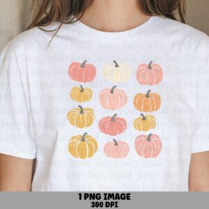 Pastel Pumpkin Grid PNG Pastel Pumpkin Grid Fall Illustration Sublimation Design Commercial Use POD