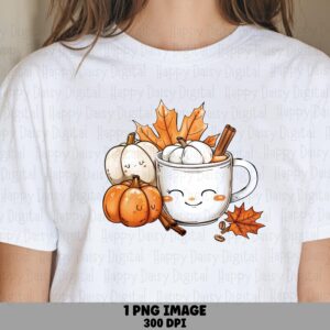 Pumpkin Spice Latte Character PNG Pumpkin Latte Character Cute Mug Illustration Sublimation Design Commercial Use POD