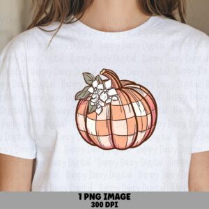 Plaid Pumpkin PNG Plaid Pumpkin Design Pink Plaid Texture Sublimation Design Commercial Use POD