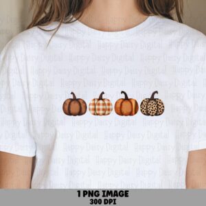 Plaid Pumpkin Row PNG Plaid Pumpkin Row Fall Illustration Sublimation Design Commercial Use POD
