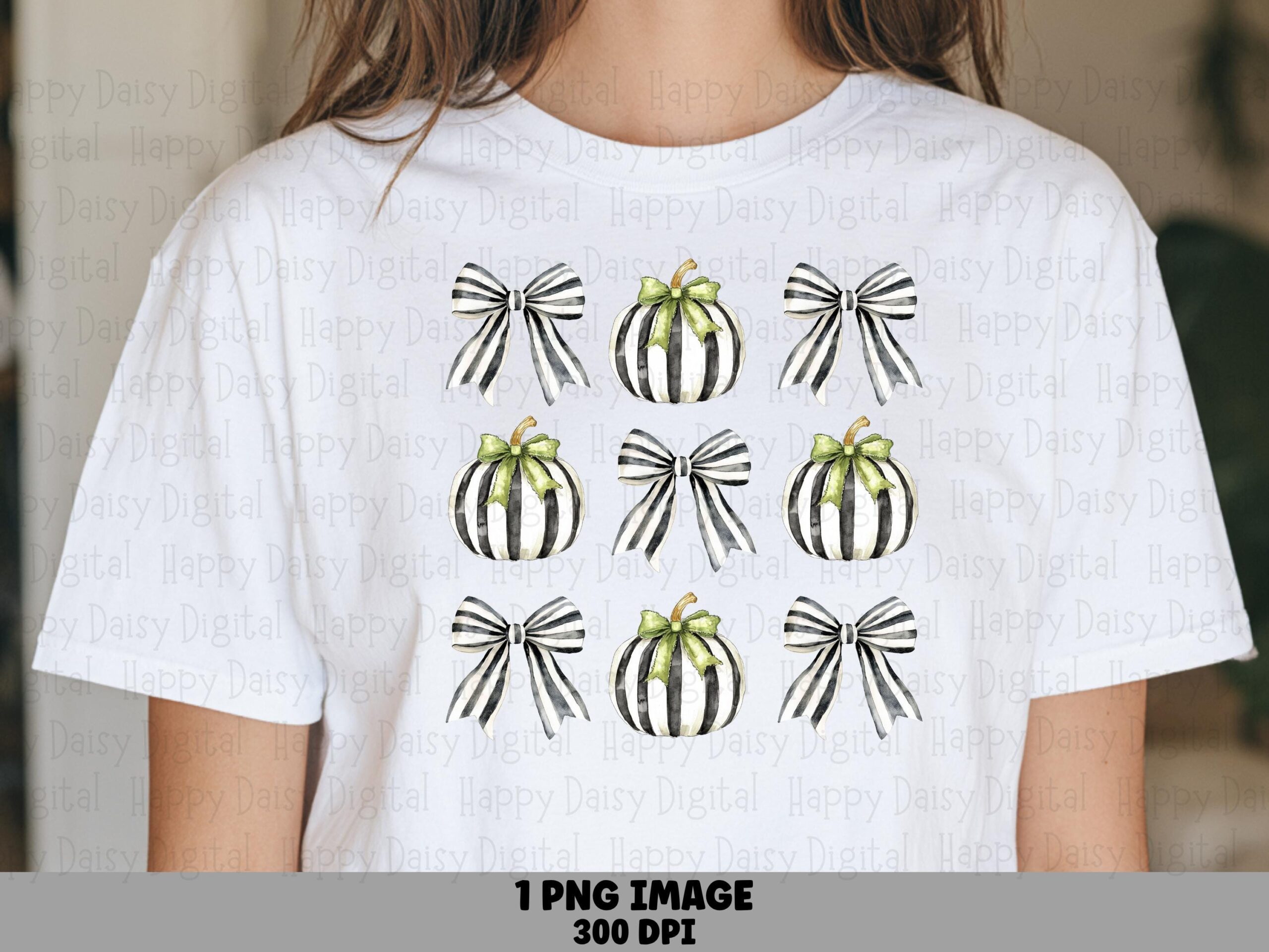 Striped Pumpkin Grid With Bows PNG Striped Pumpkin Grid Ribbon Bow Accents Sublimation Design Commercial Use POD