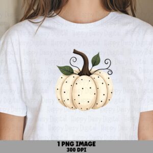 Cream Pumpkin With Vine PNG Cream Pumpkin Design Vine Illustration Sublimation Design Commercial Use POD