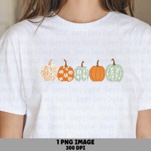 Pastel Pumpkin Row PNG Pastel Pumpkin Row Fall Illustration Sublimation Design Commercial Use POD