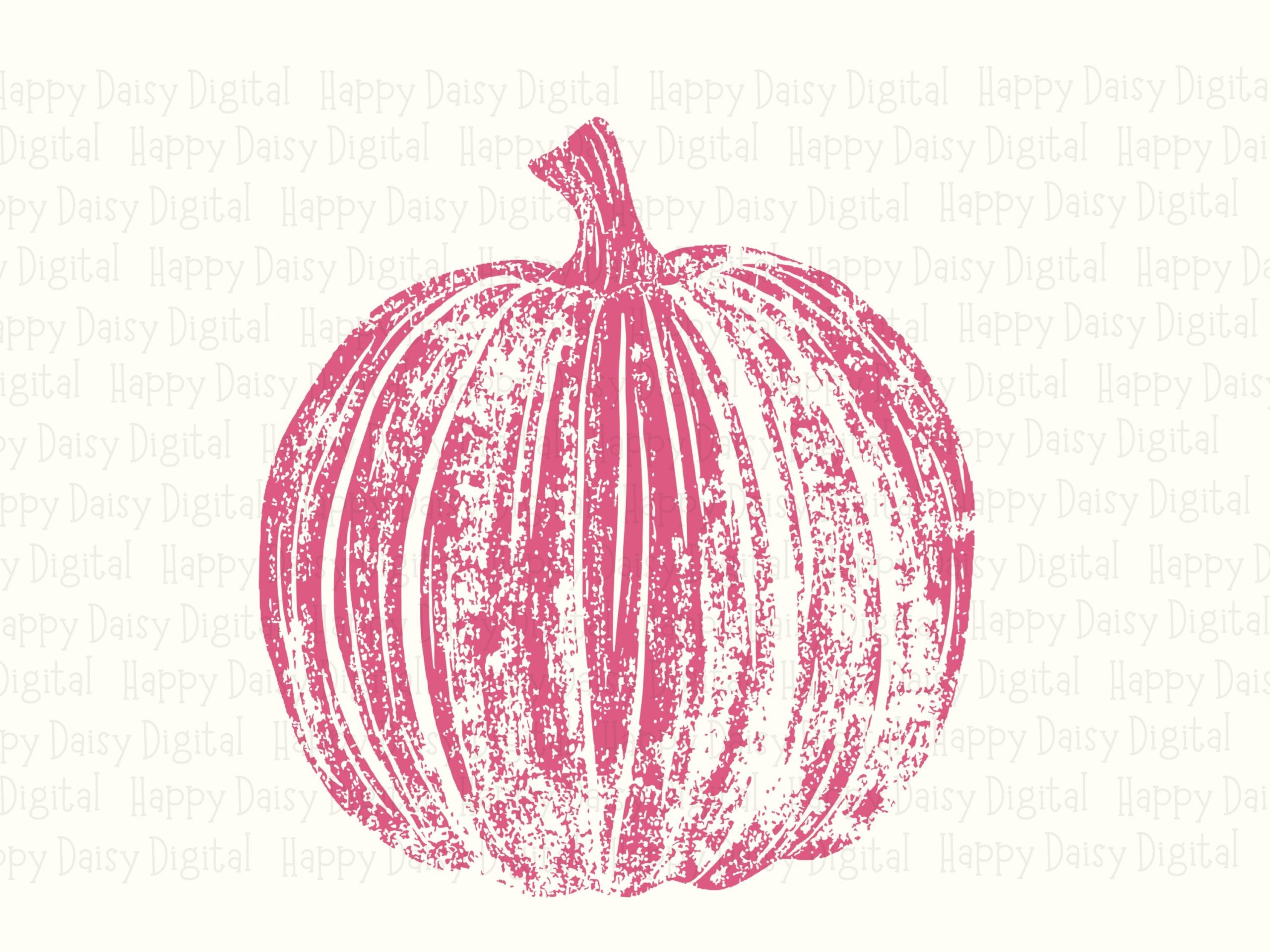 Distressed Pink Pumpkin SVG PNG Pink Pumpkin Design Line Art Cricut Silhouette Canva Commercial Use POD - Image 2
