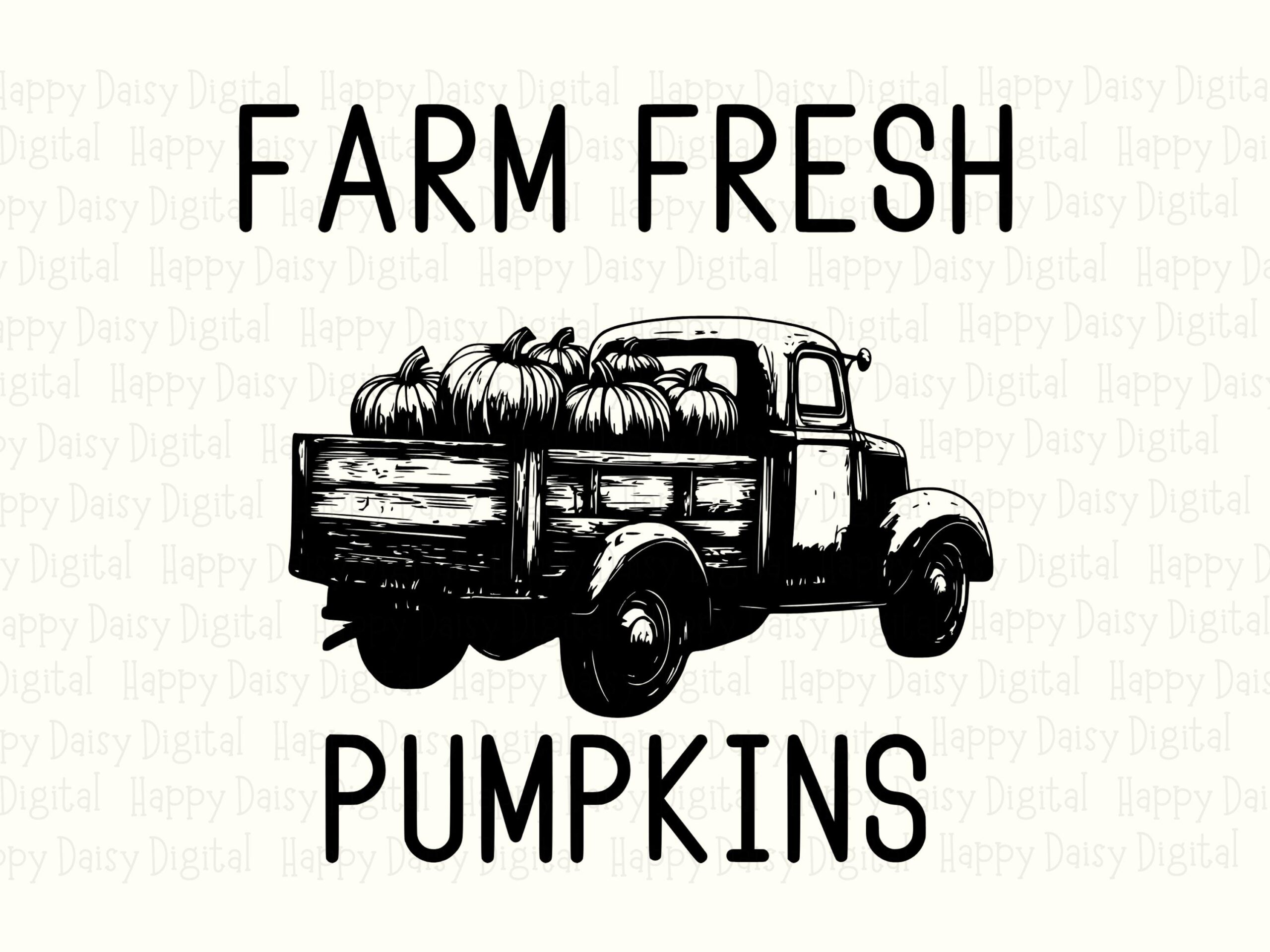 Farm Fresh Pumpkins SVG PNG Farm Fresh Pumpkins Vintage Truck Design Cricut Silhouette Canva Commercial Use POD - Image 2