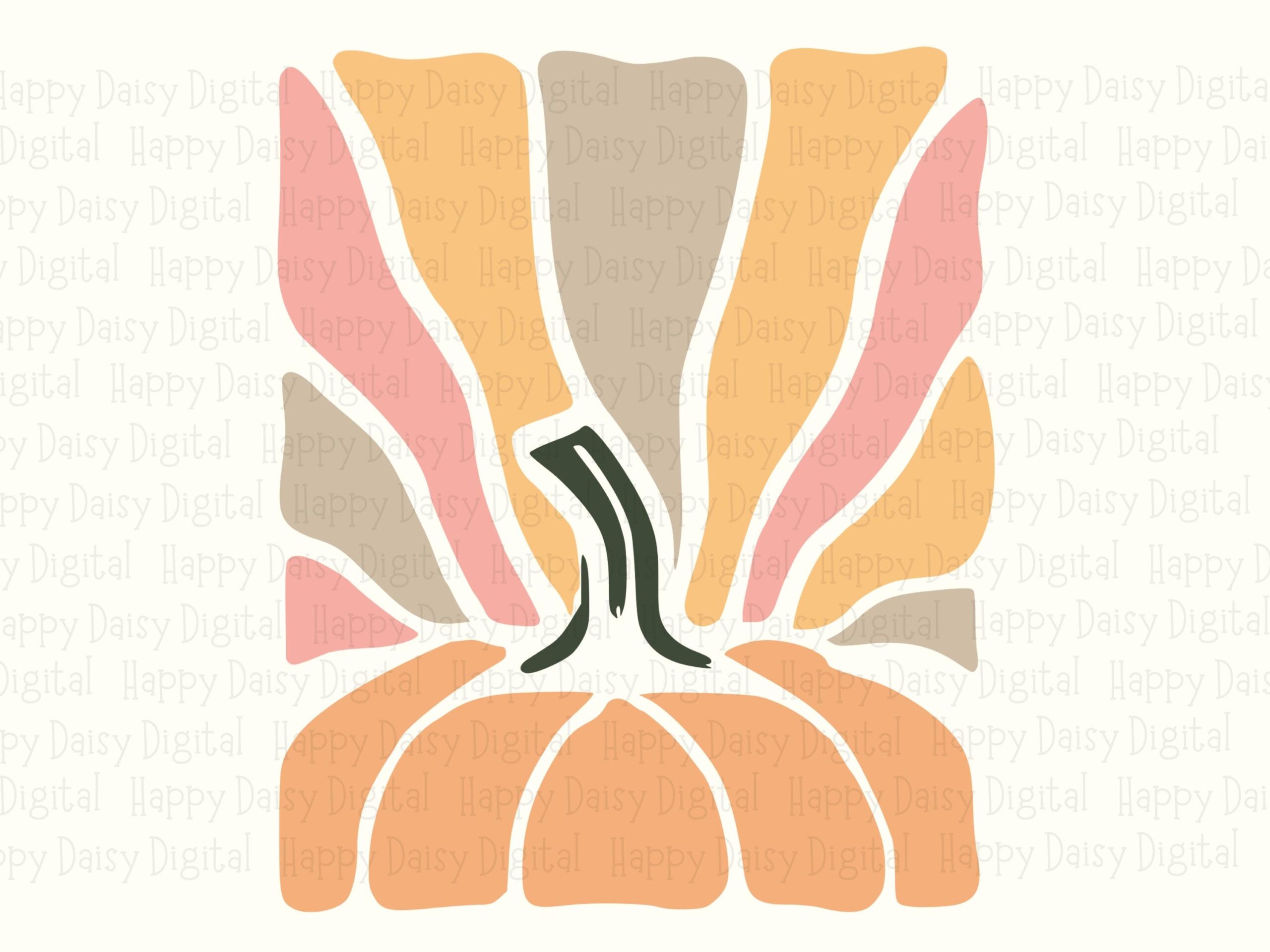 Retro Sunburst Pumpkin SVG PNG Retro Sunburst Pumpkin Fall Illustration Cricut Silhouette Canva Commercial Use POD - Image 2
