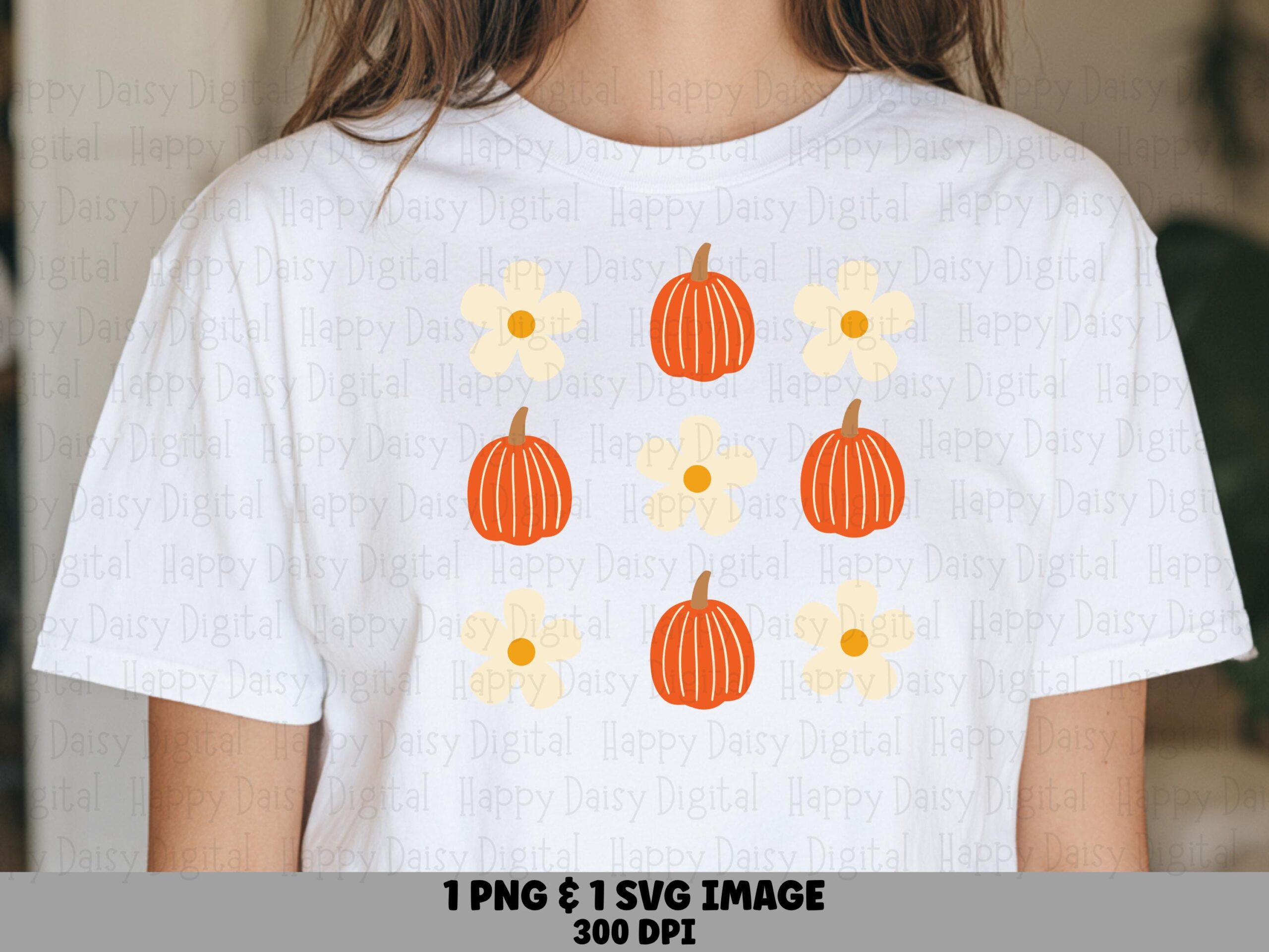 Pumpkin Daisy Grid SVG PNG Pumpkin Daisy Grid Fall Floral Design Cricut Silhouette Canva Commercial Use POD