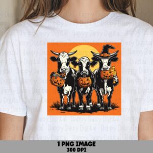 Spooky Cows PNG Spooky Cows Design Witch Hat Cows Sublimation Design Commercial Use POD