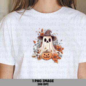 Witch Ghost PNG Witch Ghost Design Floral Ghost Illustration Sublimation Design Commercial Use POD