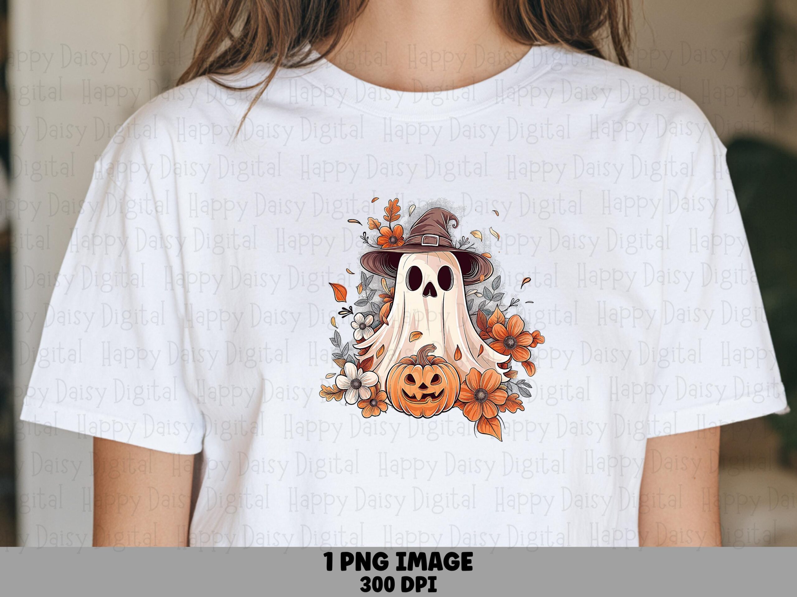Witch Ghost PNG Witch Ghost Design Floral Ghost Illustration Sublimation Design Commercial Use POD